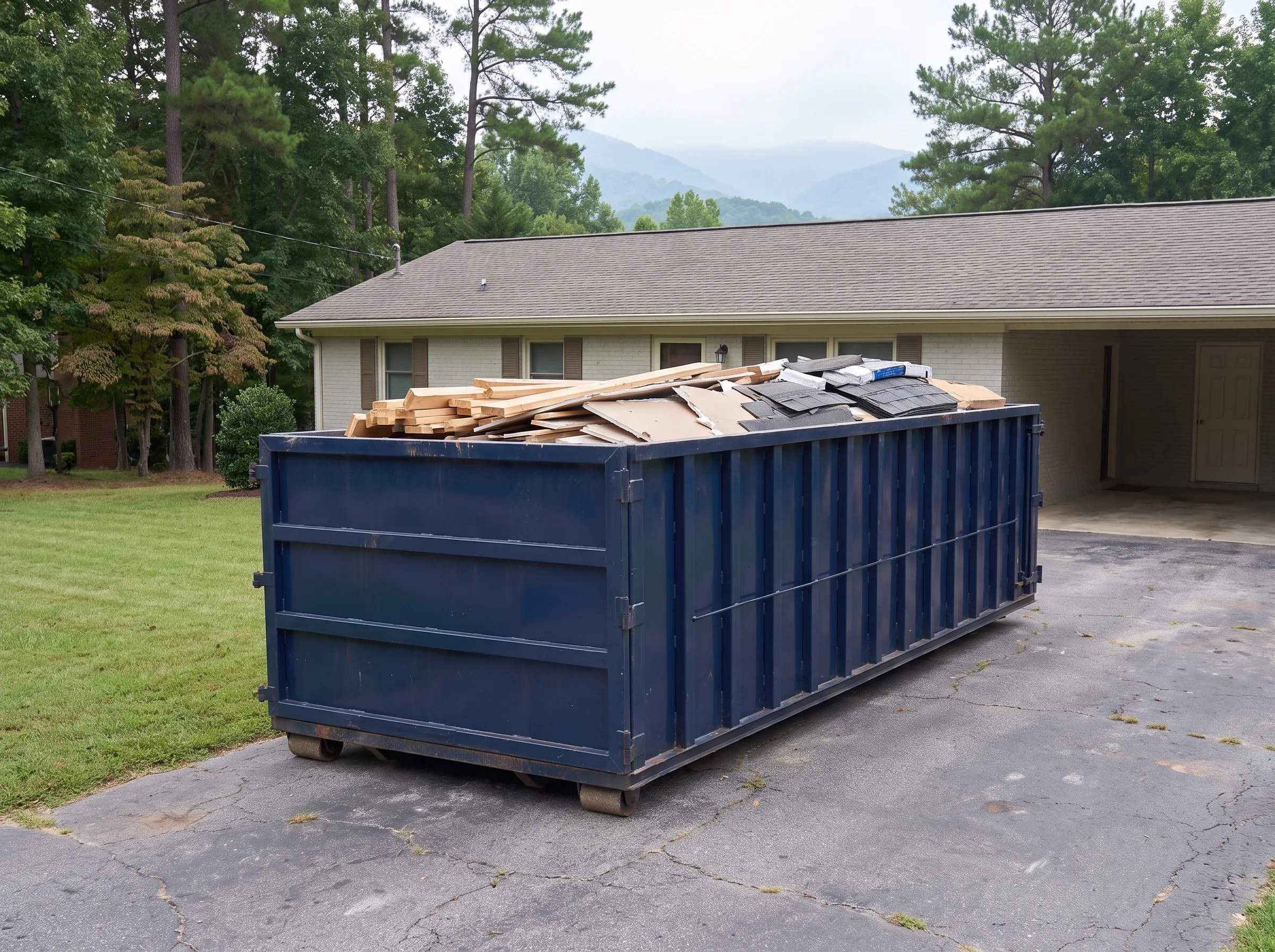 Roll-off dumpster being loaded in Sussex County, DE